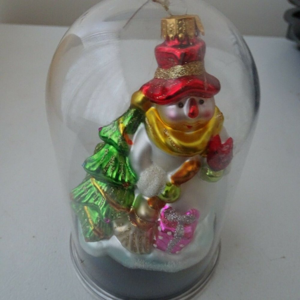 Hand Crafted Mouth Blown Glass Snowman Christmas Ornament